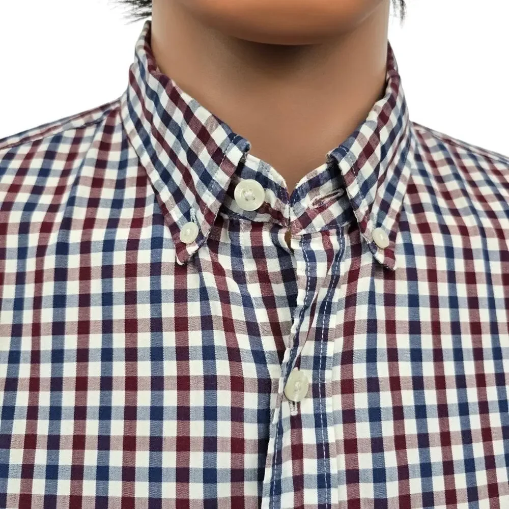 J. Crew Shirt Men L Red Blue Gingham Check Plaid Long Sleeve Button Down 31872